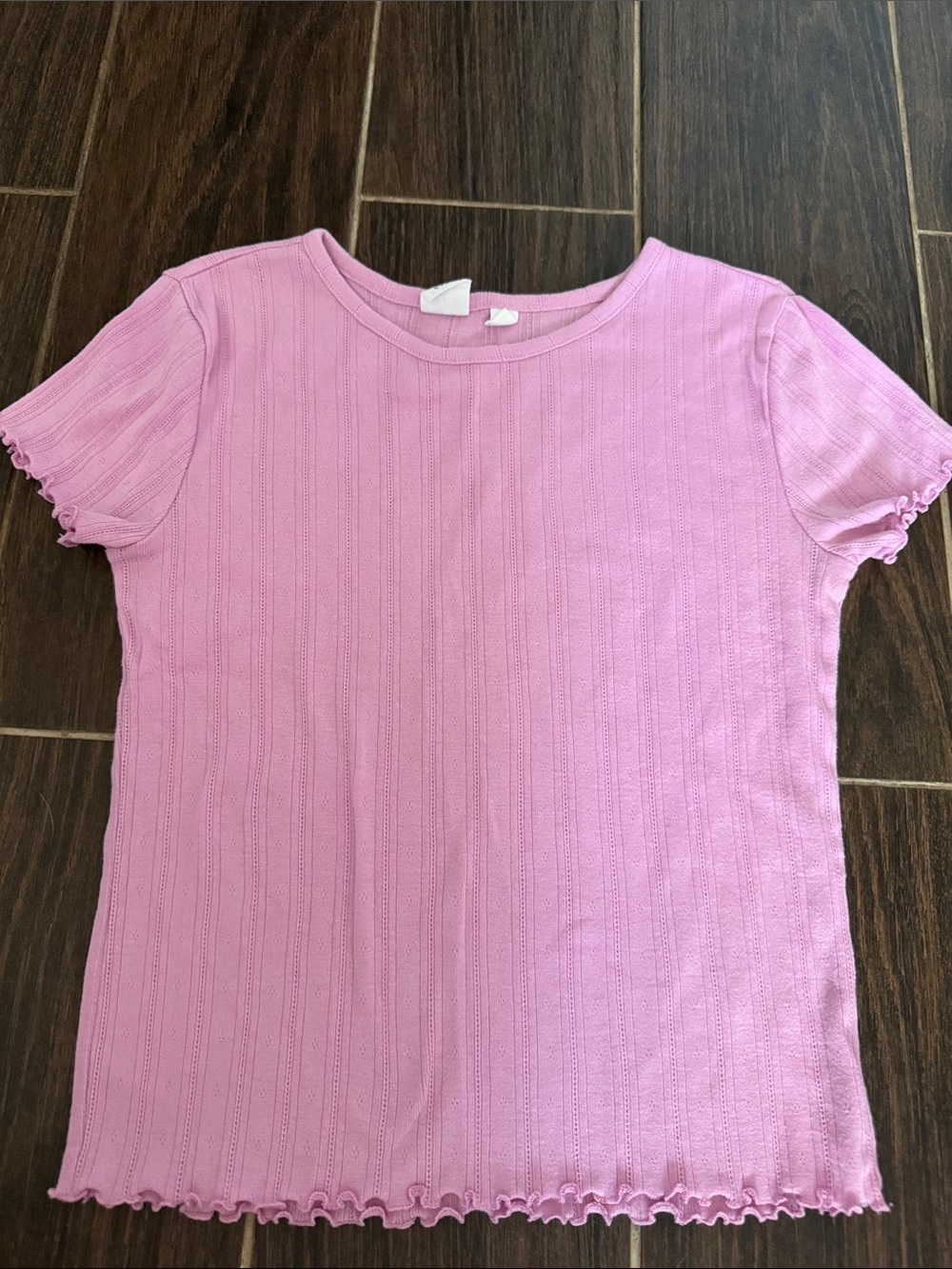Girls Gap: Large, Light Pink Ribbed Short Sleeve Tee